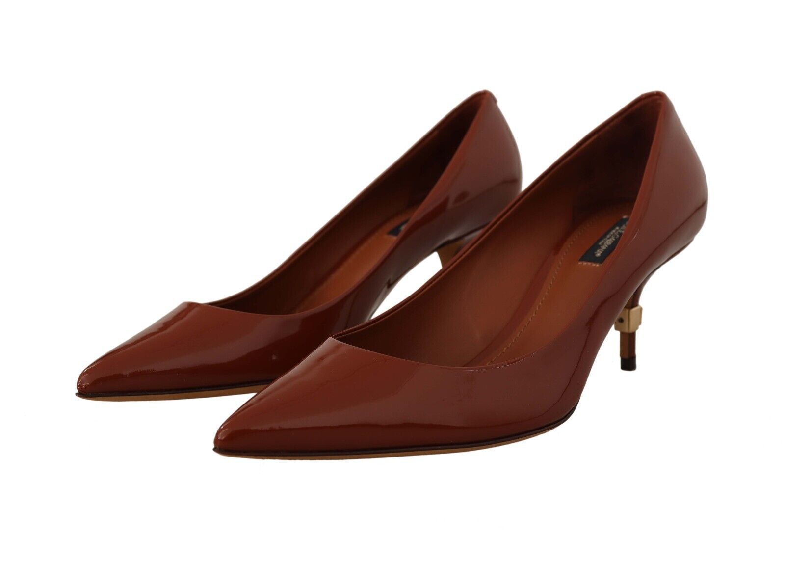 Escarpins à petits talons marron Dolce &amp; Gabbana en cuir verni