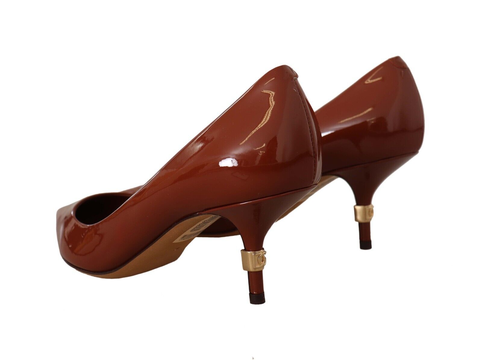 Escarpins à petits talons marron Dolce &amp; Gabbana en cuir verni