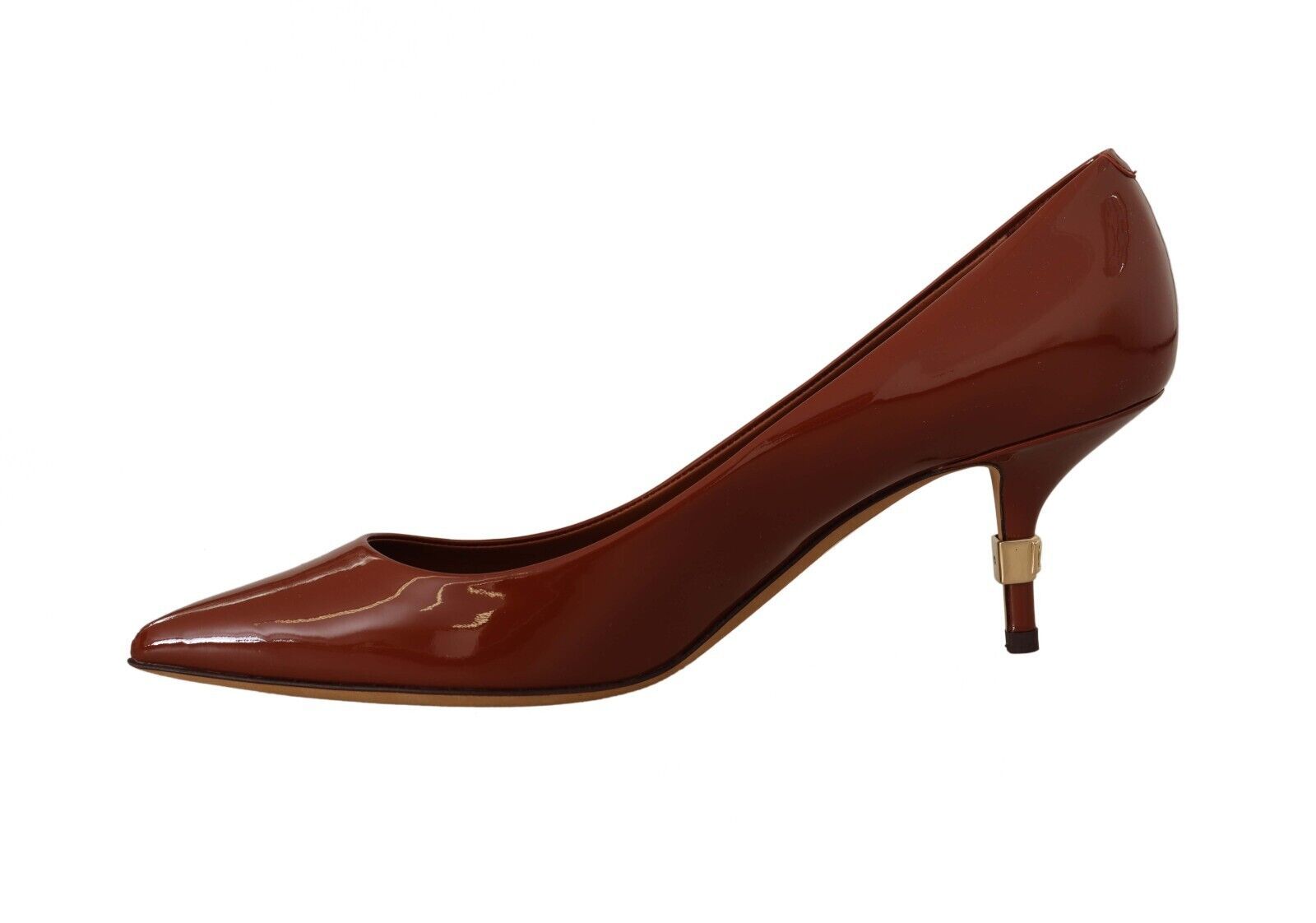 Escarpins à petits talons marron Dolce &amp; Gabbana en cuir verni