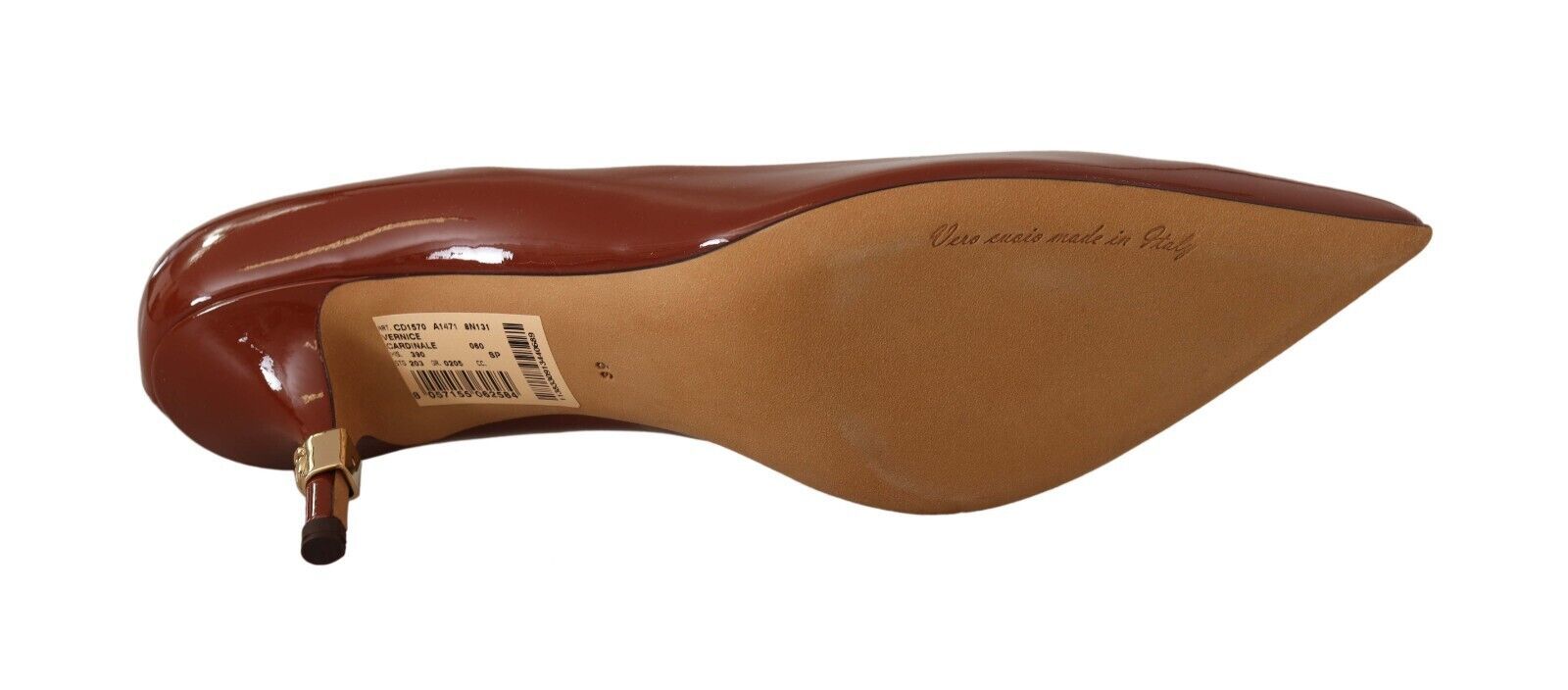 Escarpins à petits talons marron Dolce &amp; Gabbana en cuir verni