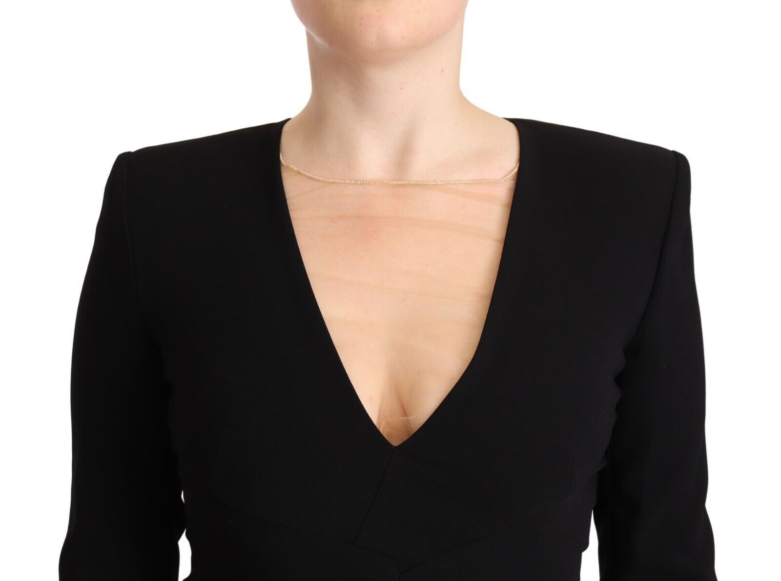 Robe fourreau courte noire à manches longues et col en V profond Dsquared²