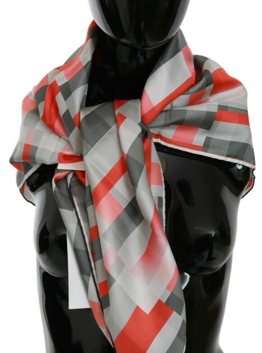 Foulard châle en soie gris rouge Costume National