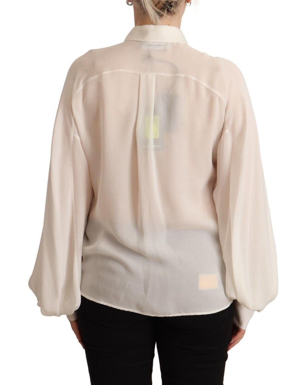 Chemisier à manches longues et col en soie blanc cassé Dsquared²