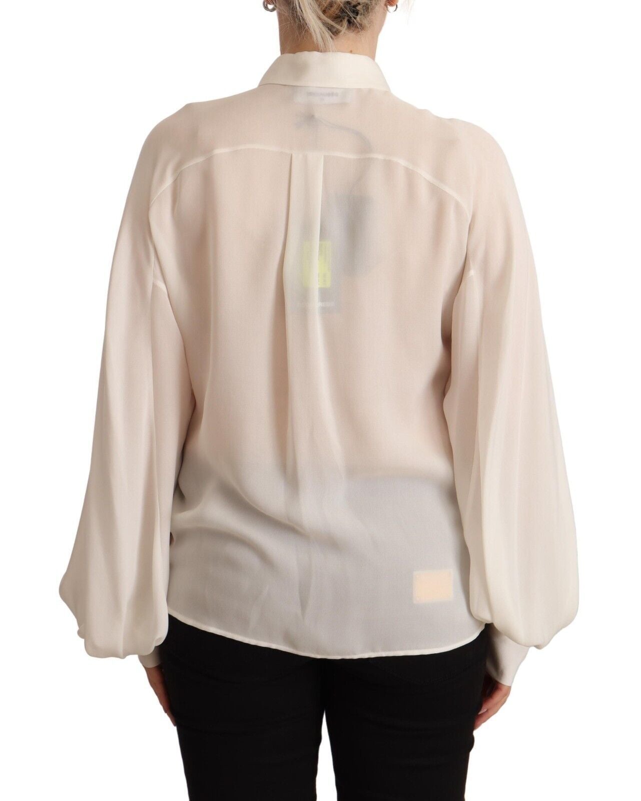 Chemisier à manches longues et col en soie blanc cassé Dsquared²