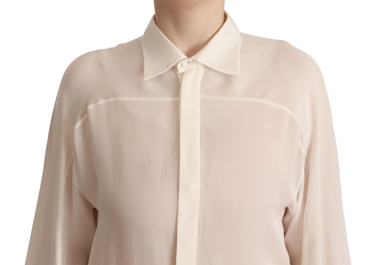 Chemisier à manches longues et col en soie blanc cassé Dsquared²
