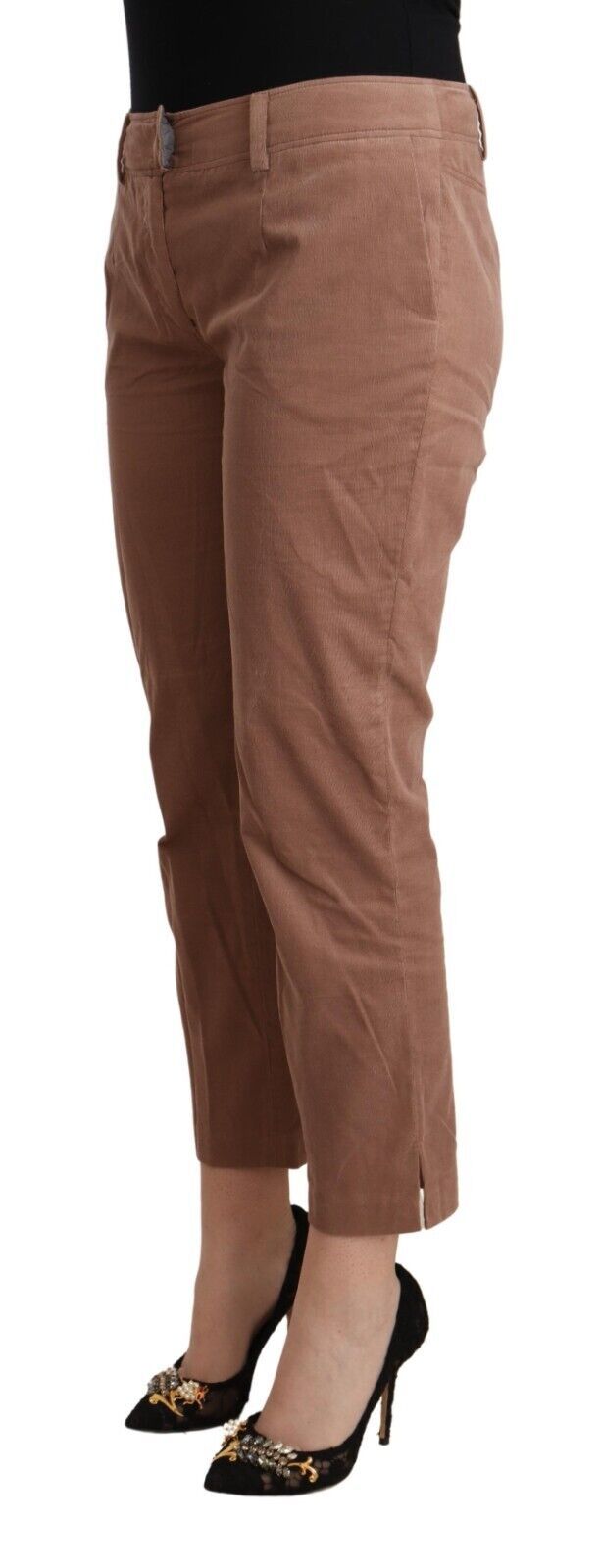 Pantalon court fuselé en coton marron Costume National