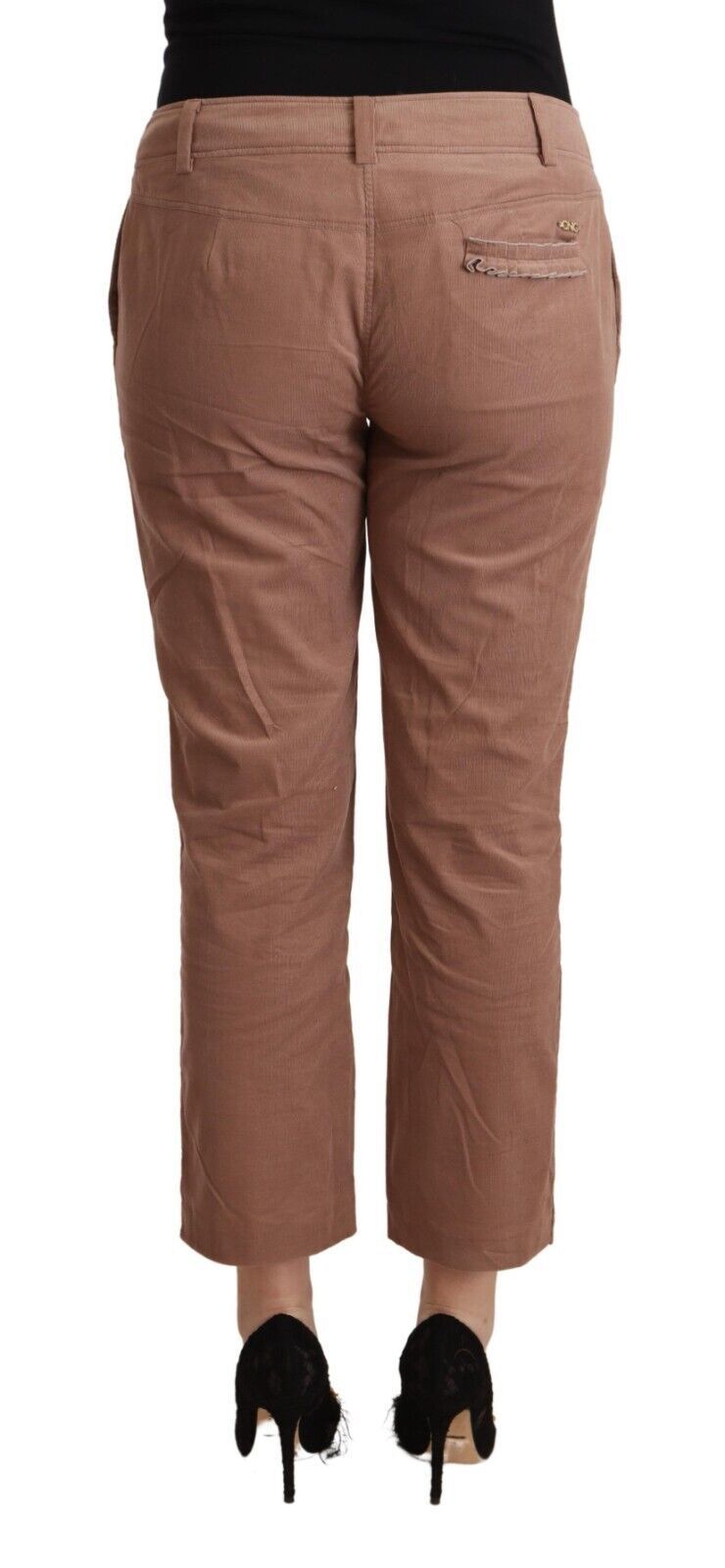 Pantalon court fuselé en coton marron Costume National