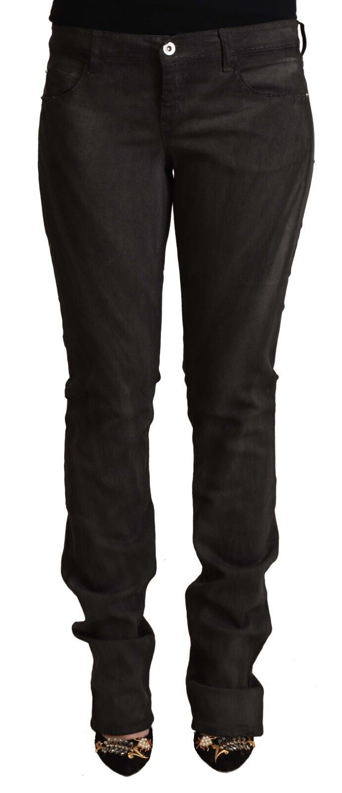 Pantalon skinny taille moyenne en coton noir Costume National