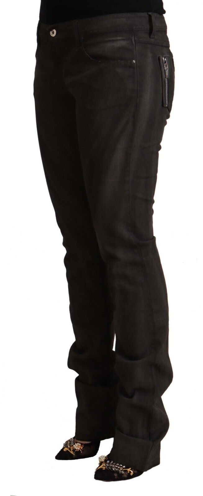 Pantalon skinny taille moyenne en coton noir Costume National