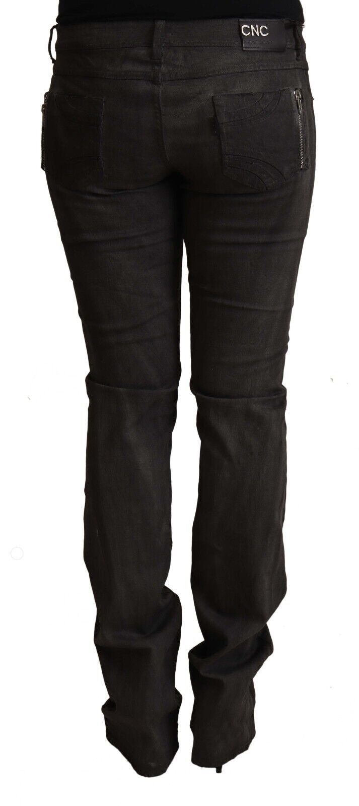 Pantalon skinny taille moyenne en coton noir Costume National