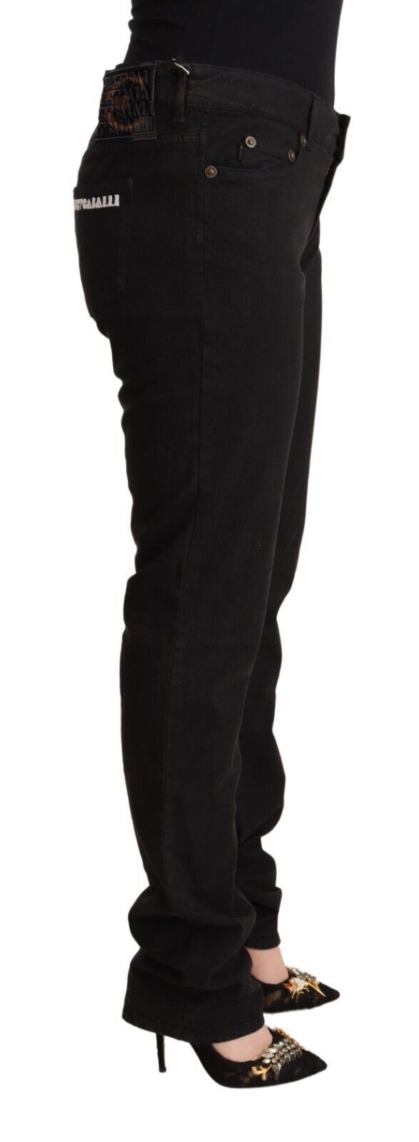 Jean skinny taille moyenne en coton noir Just Cavalli