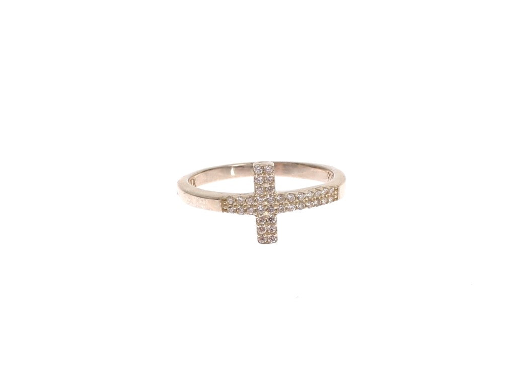 Bague Nialaya en argent 925 avec croix en zircone cubique