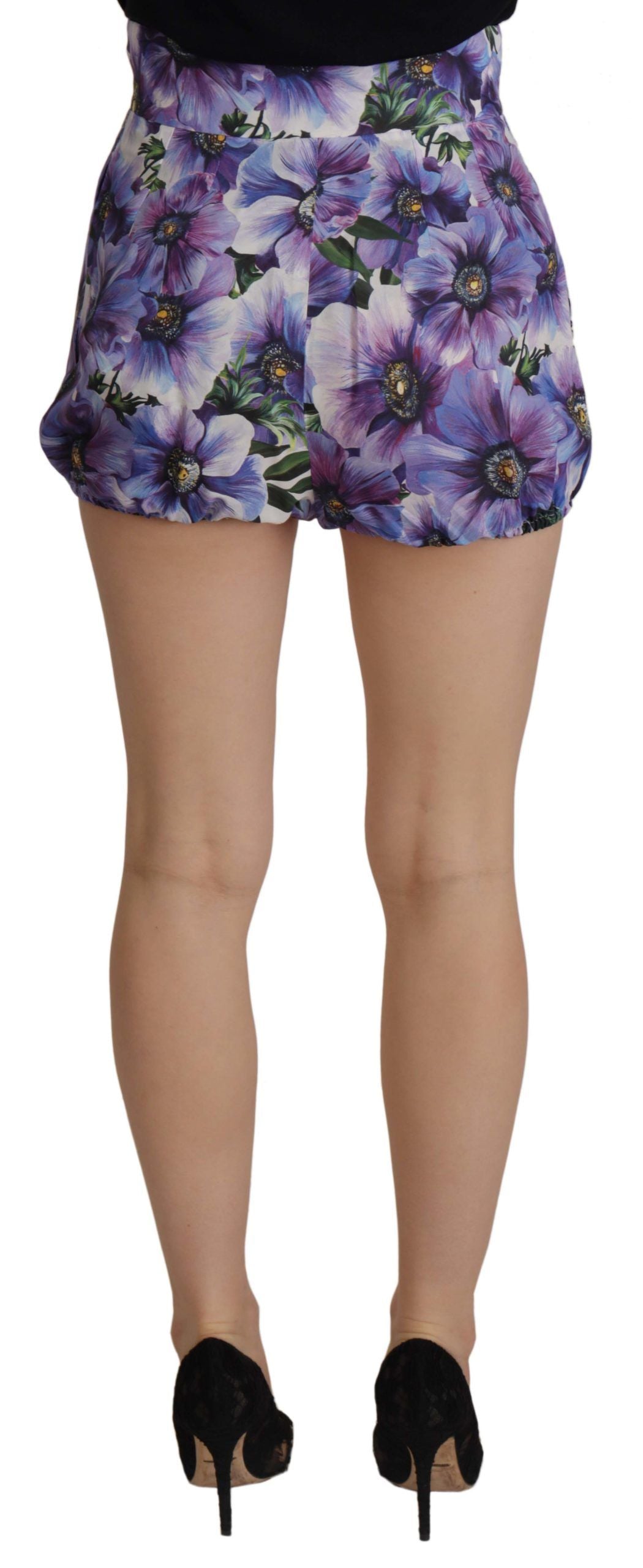 Short taille haute à imprimé anémone violet Dolce &amp; Gabbana