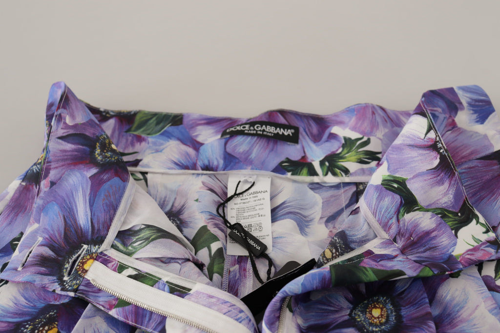 Short taille haute à imprimé anémone violet Dolce &amp; Gabbana