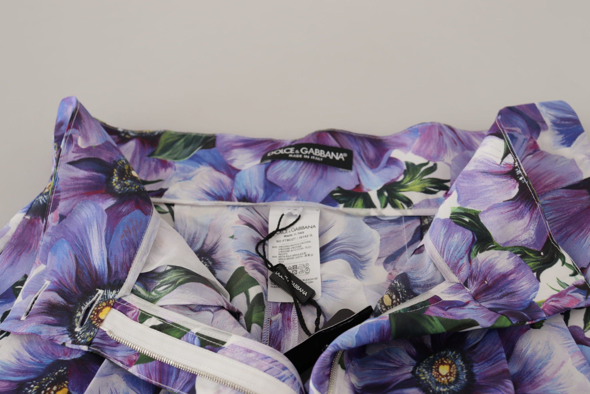 Short taille haute à imprimé anémone violet Dolce &amp; Gabbana