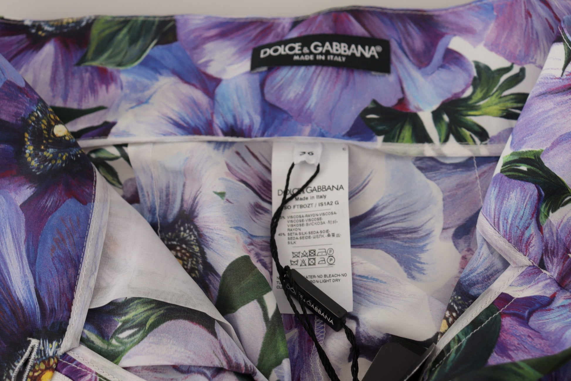 Short taille haute à imprimé anémone violet Dolce &amp; Gabbana