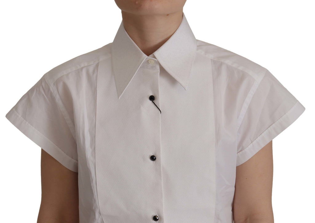 Chemisier de smoking blanc sans manches Dolce &amp; Gabbana