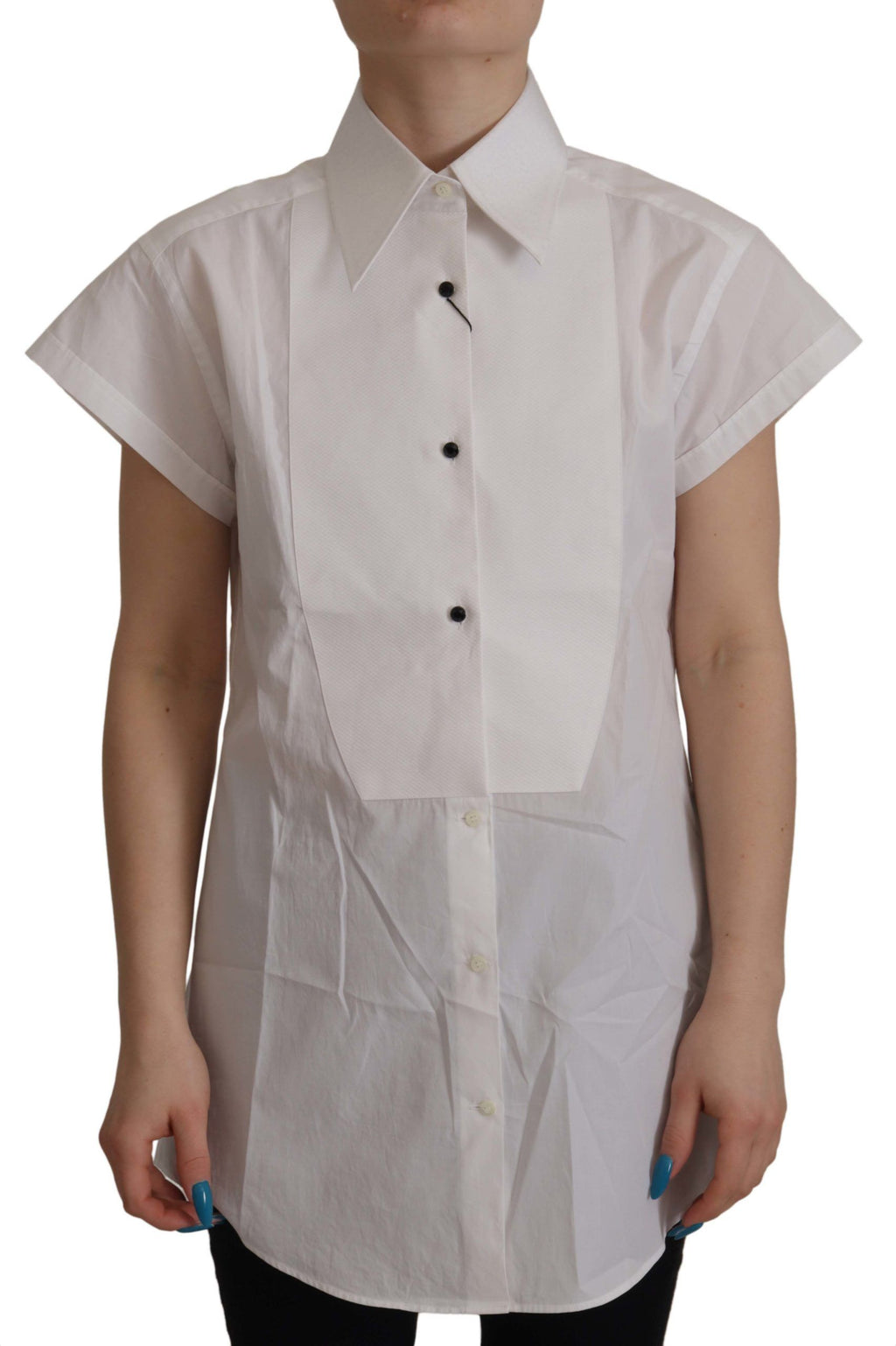 Chemisier de smoking blanc sans manches Dolce &amp; Gabbana