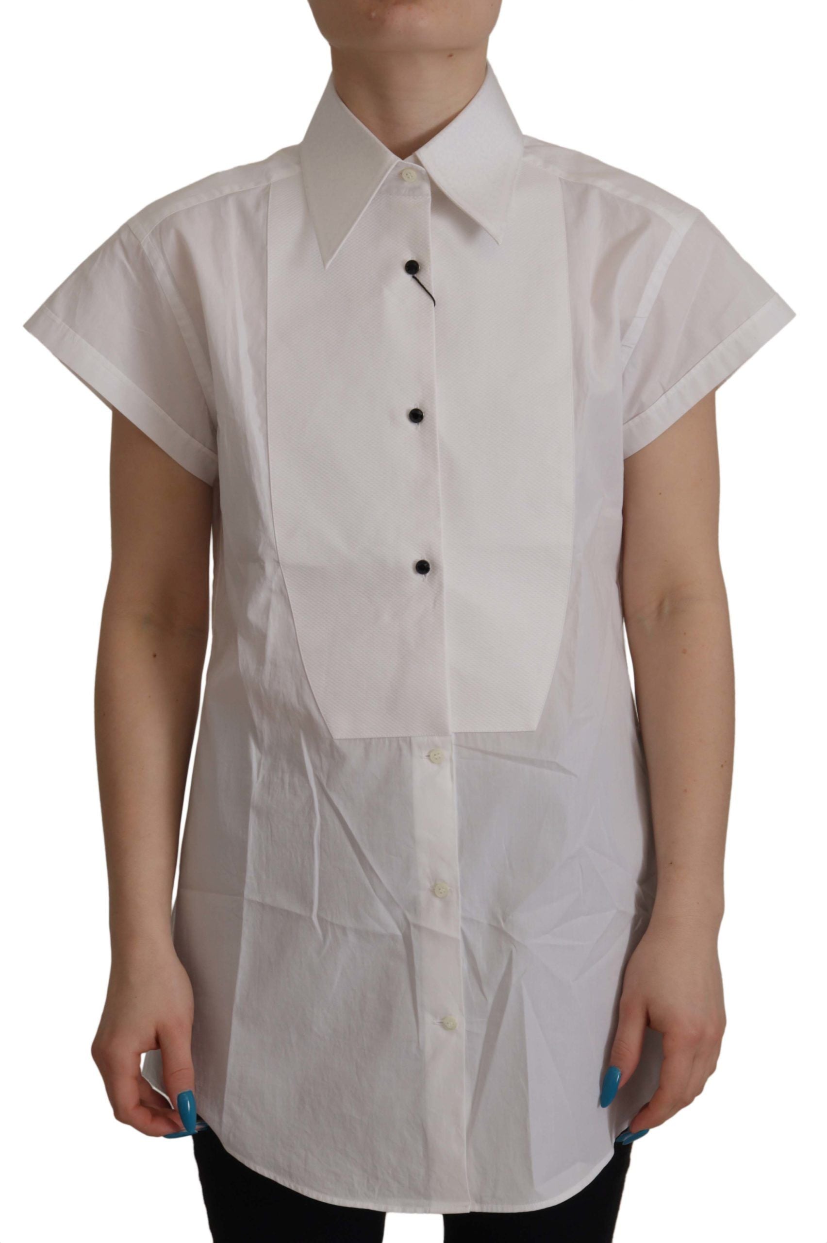 Chemisier de smoking blanc sans manches Dolce &amp; Gabbana