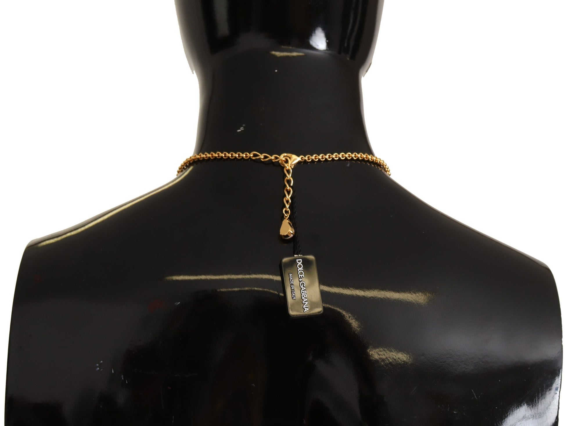 Collier chaîne à breloques en cristal Dolce &amp; Gabbana avec pendentif en or rose Love