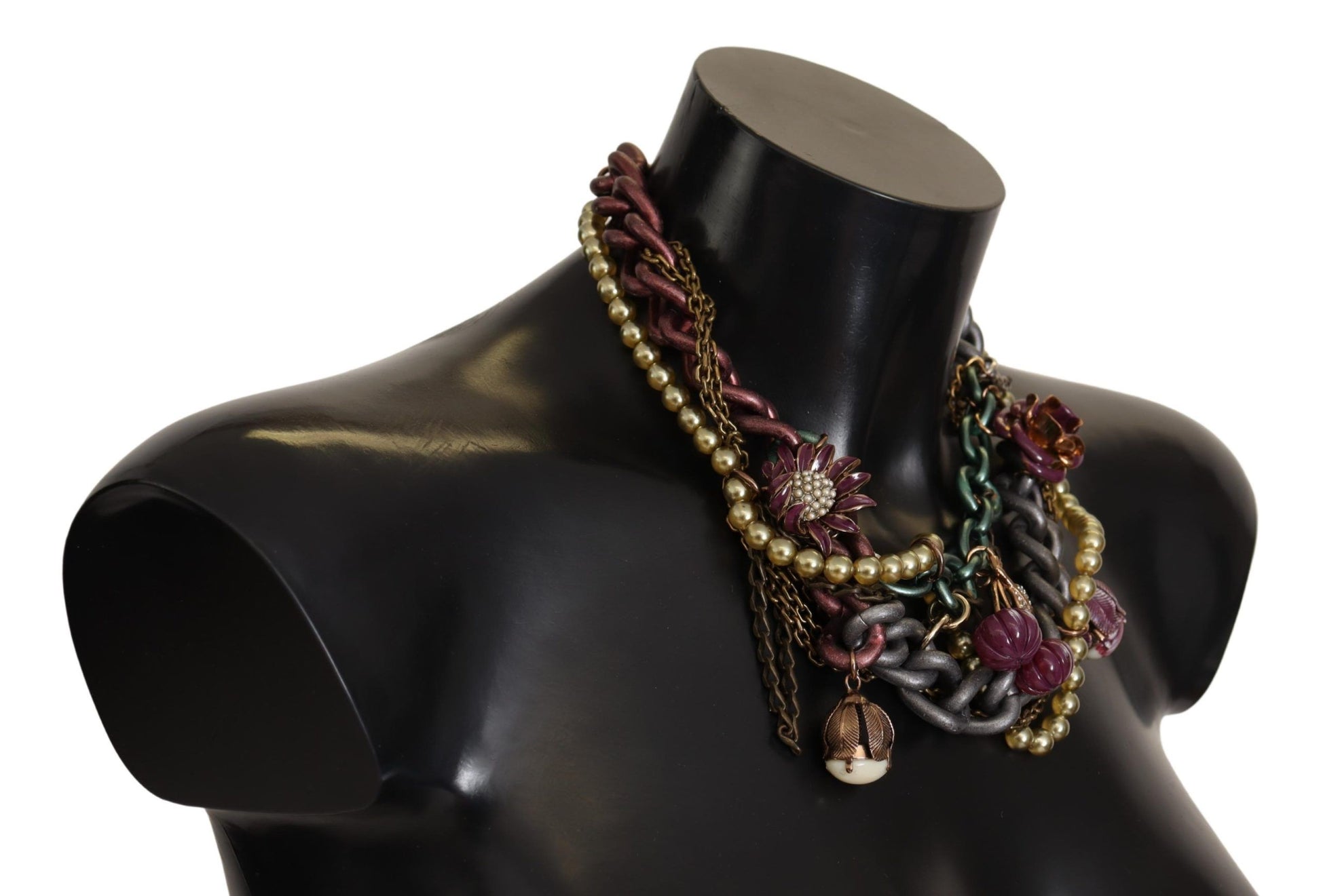 Collier Dolce &amp; Gabbana en laiton doré et cristal floral de Sicile