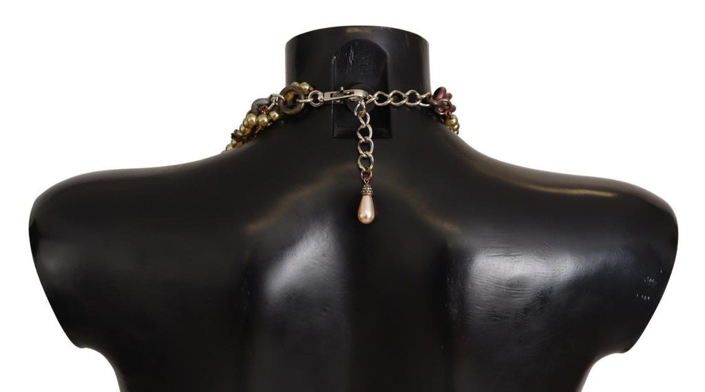 Collier Dolce &amp; Gabbana en laiton doré et cristal floral de Sicile