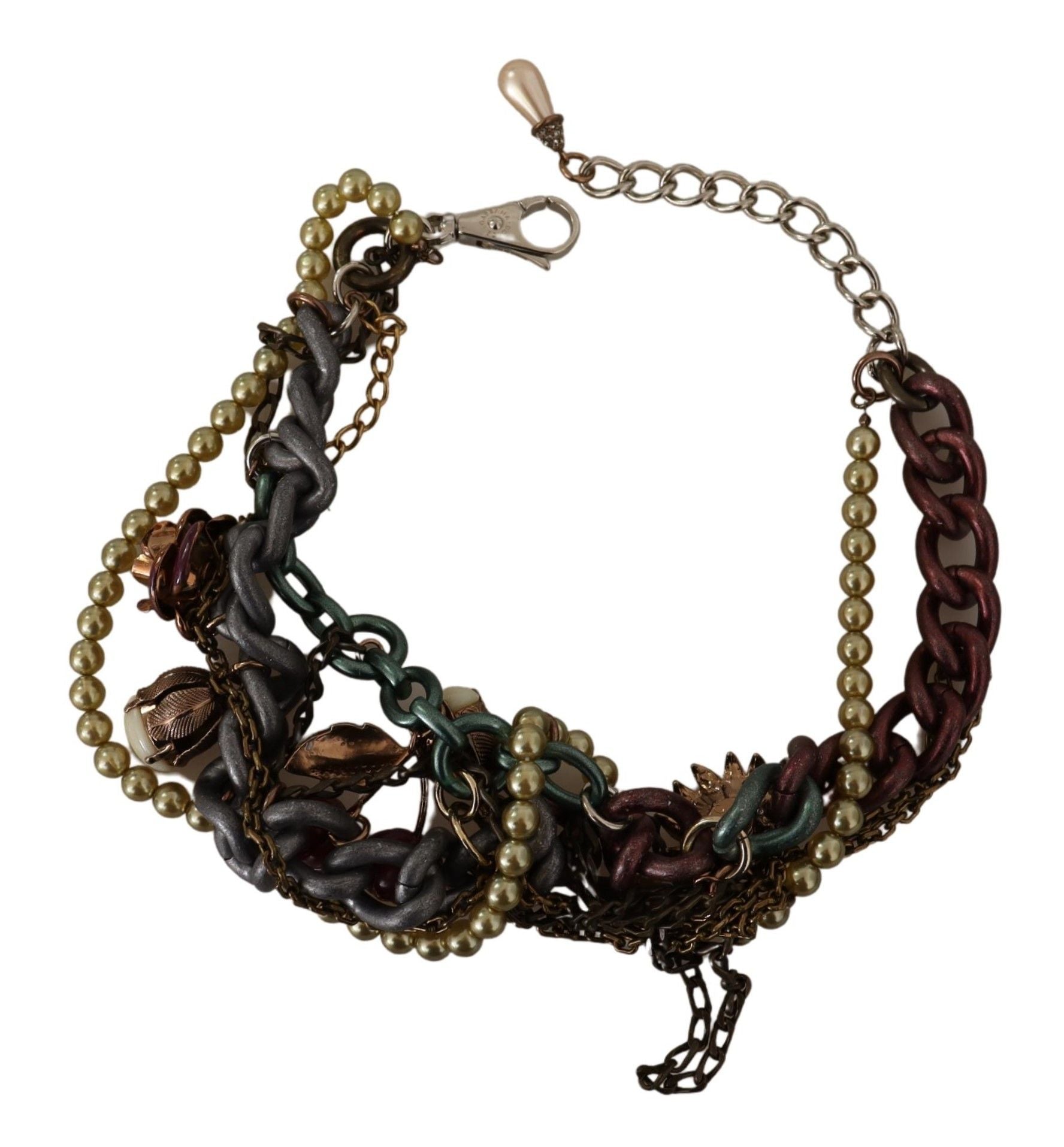 Collier Dolce &amp; Gabbana en laiton doré et cristal floral de Sicile