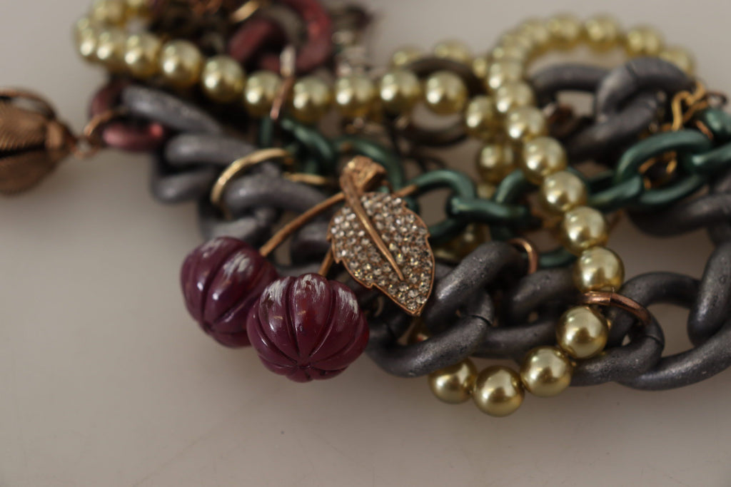 Collier Dolce &amp; Gabbana en laiton doré et cristal floral de Sicile