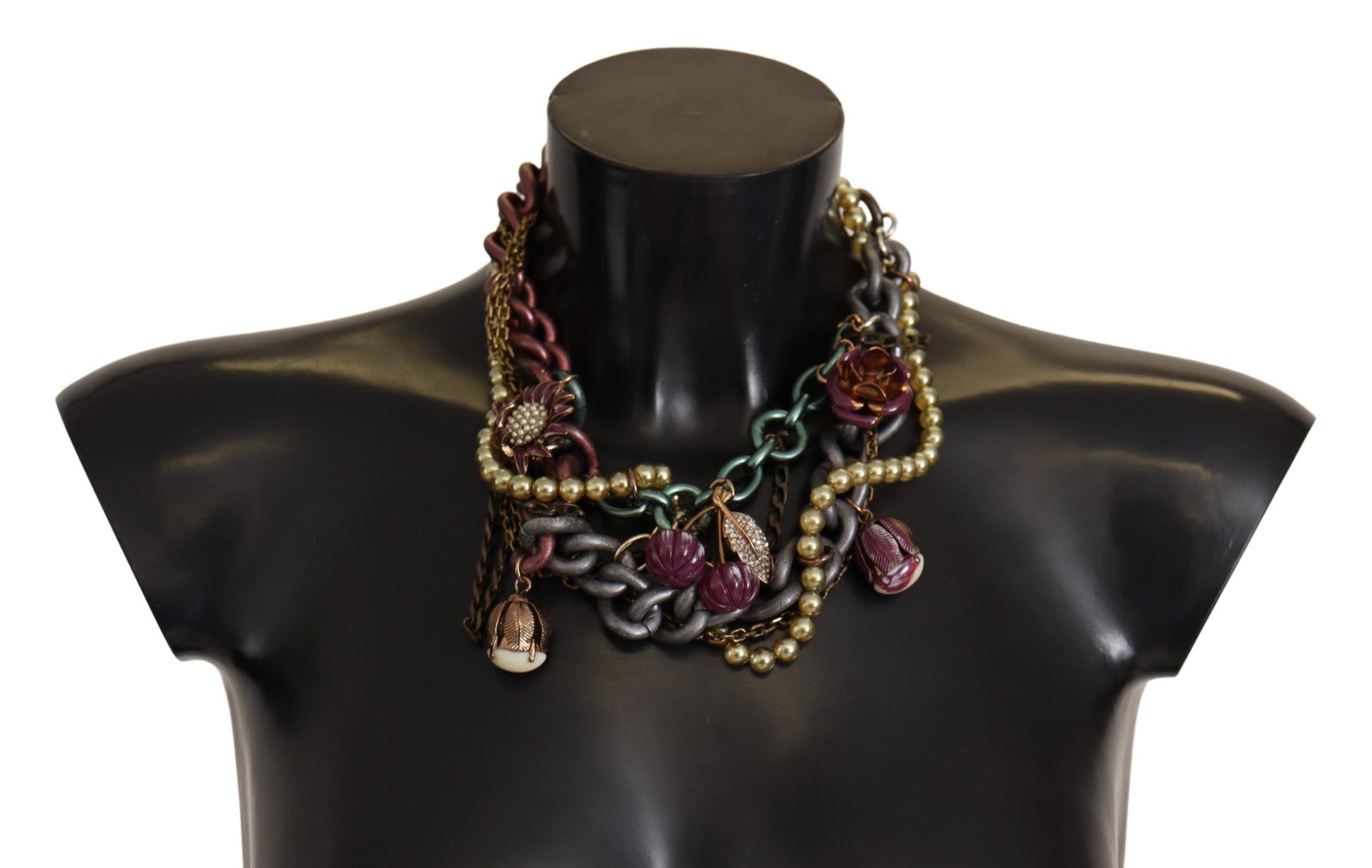 Collier Dolce &amp; Gabbana en laiton doré et cristal floral de Sicile