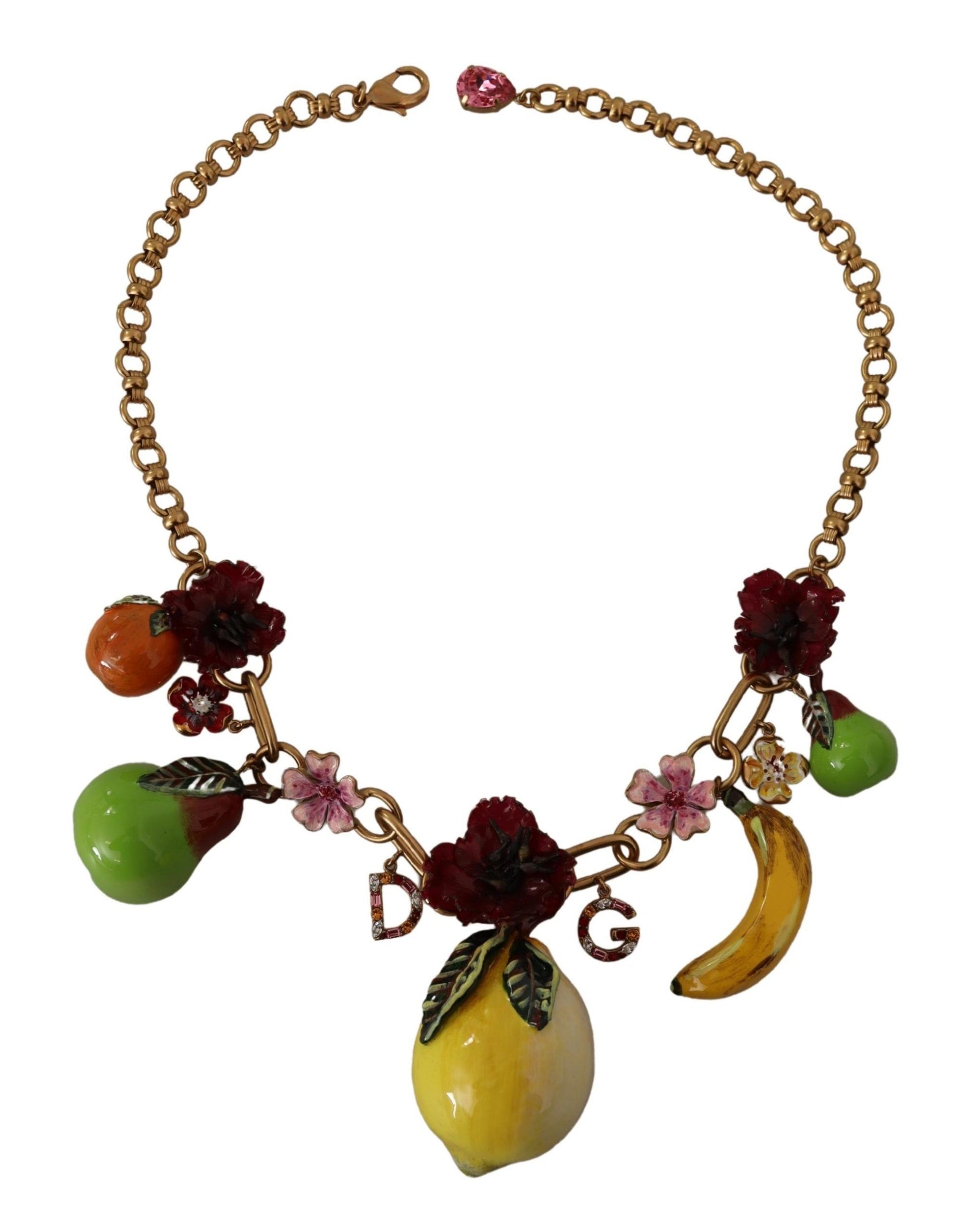 Collier Dolce &amp; Gabbana en laiton doré avec roses de Sicile