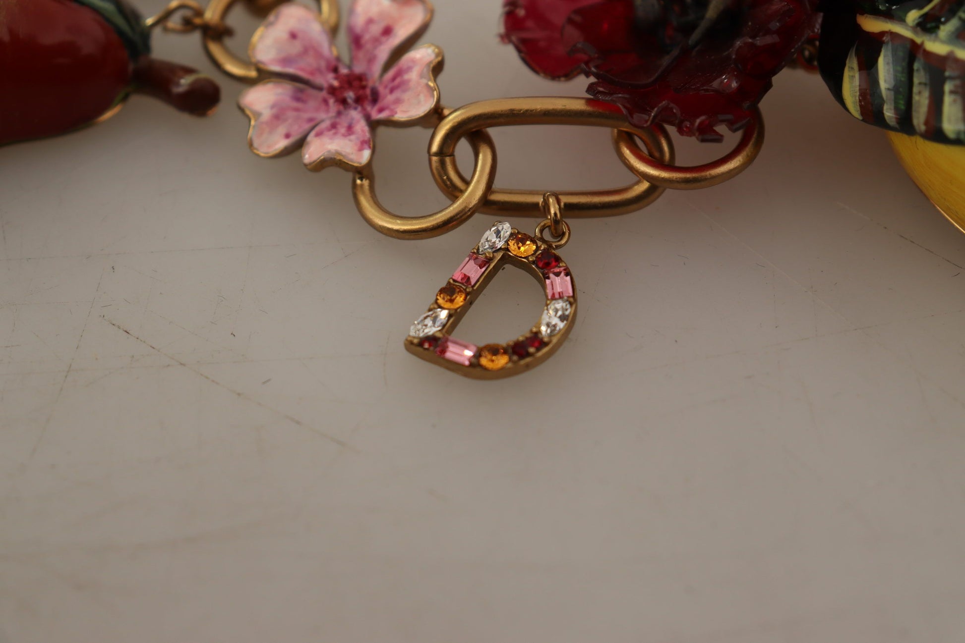 Collier Dolce &amp; Gabbana en laiton doré avec roses de Sicile