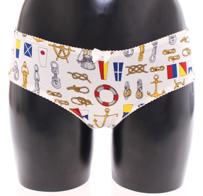 Dolce &amp; Gabbana Soutien-gorge et culotte blancs style marin Sous-vêtements extensibles