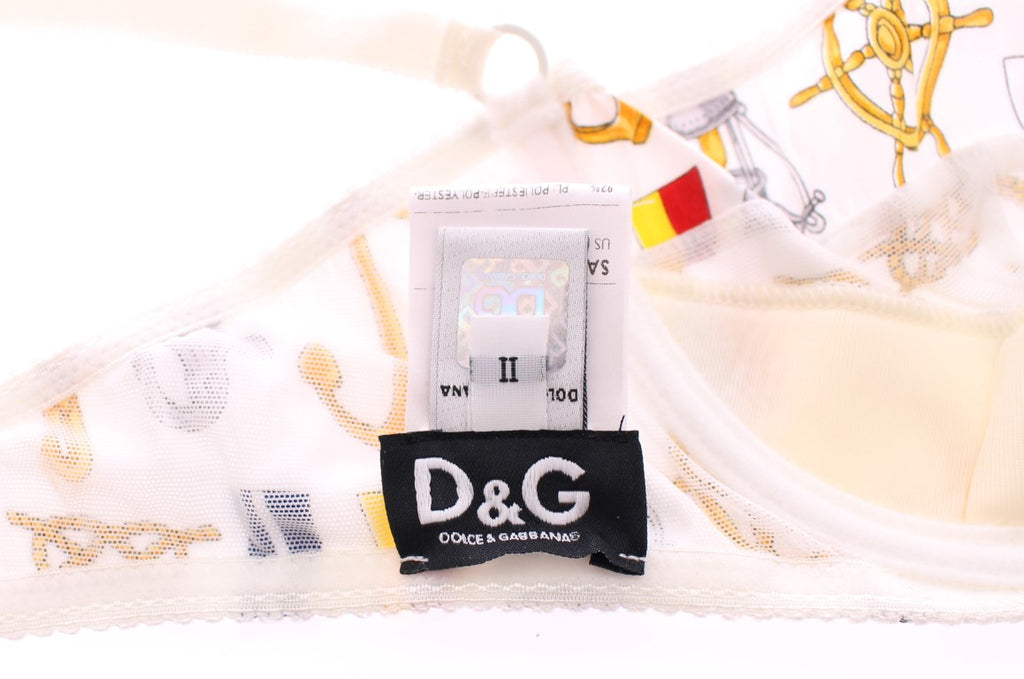 Dolce &amp; Gabbana Soutien-gorge et culotte blancs style marin Sous-vêtements extensibles