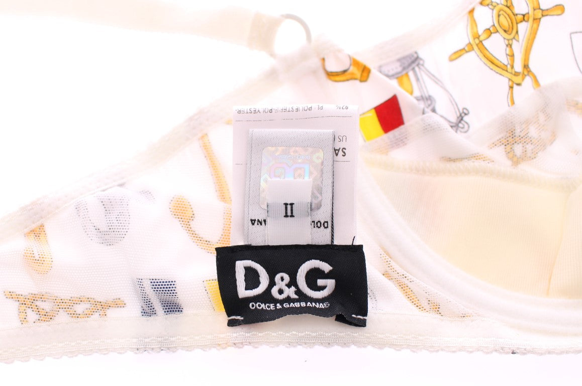 Dolce &amp; Gabbana Soutien-gorge et culotte blancs style marin Sous-vêtements extensibles