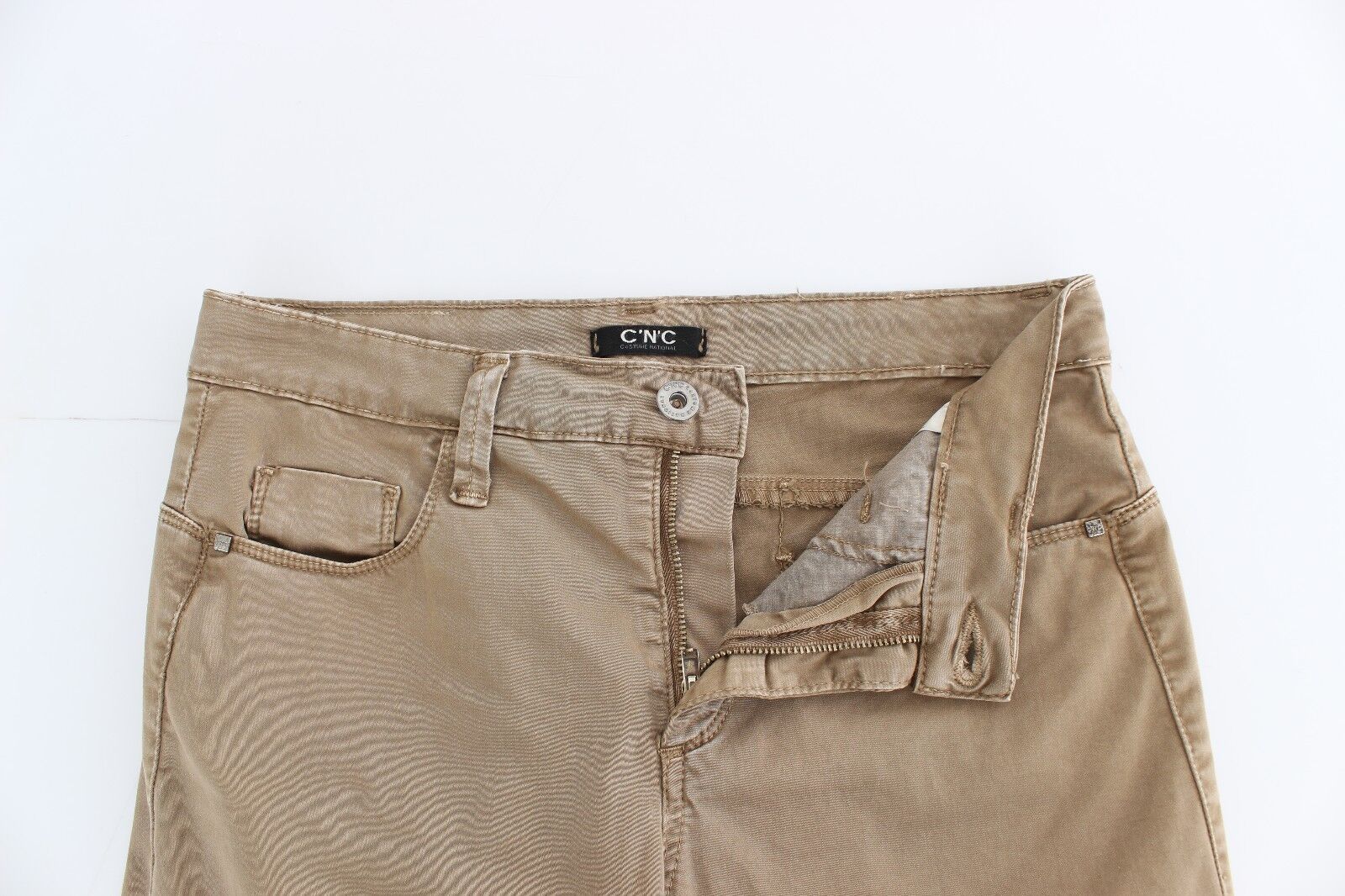 Pantalon en jean droit beige Costume National, jean extensible