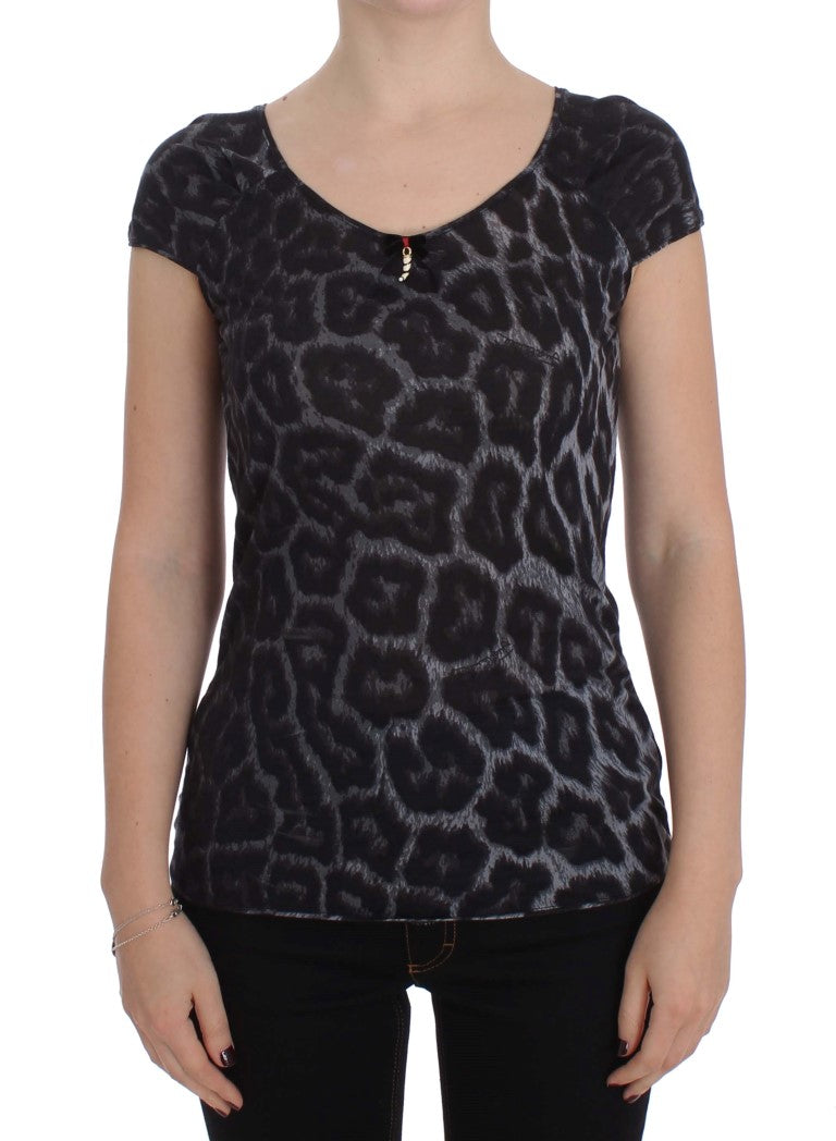 Chemisier t-shirt Cavalli gris en modal léopard
