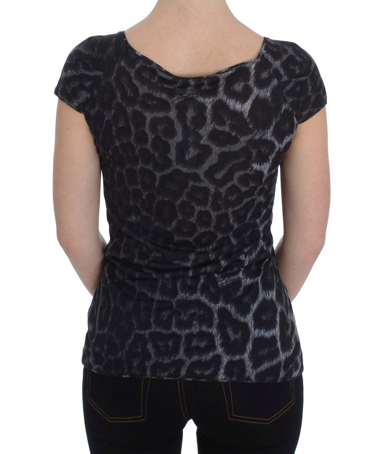 Chemisier t-shirt Cavalli gris en modal léopard