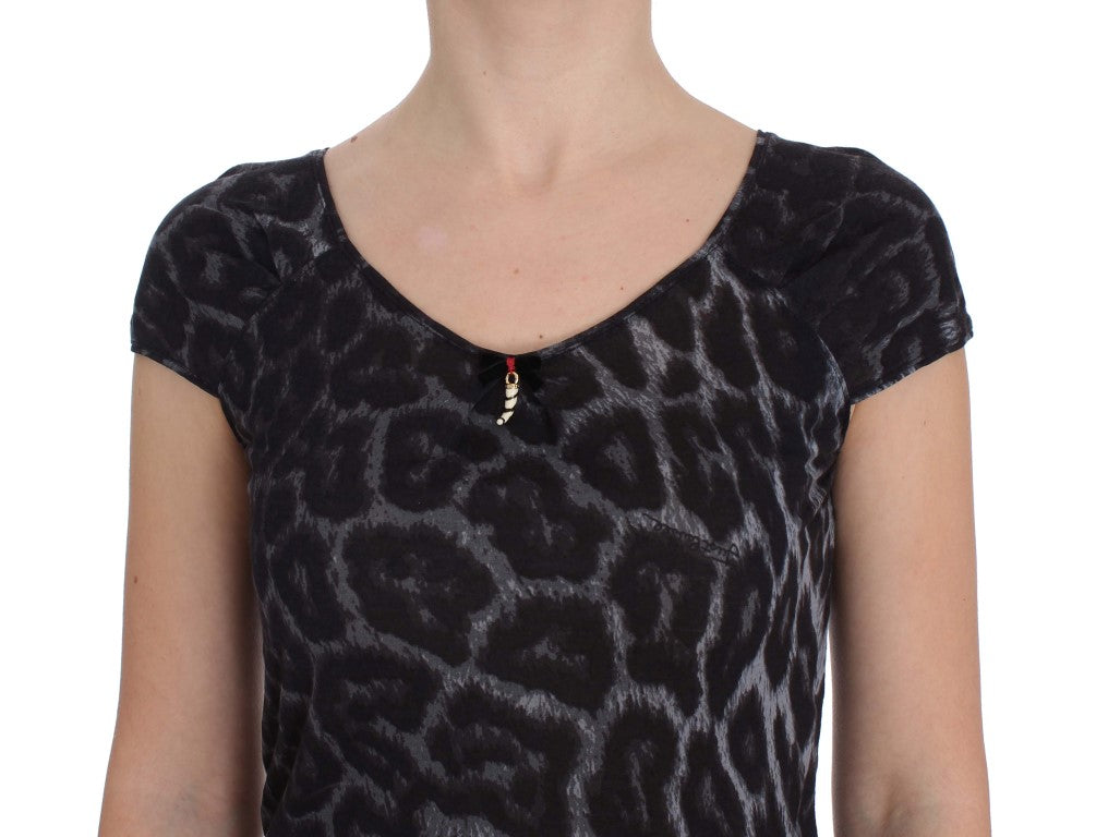 Chemisier t-shirt Cavalli gris en modal léopard