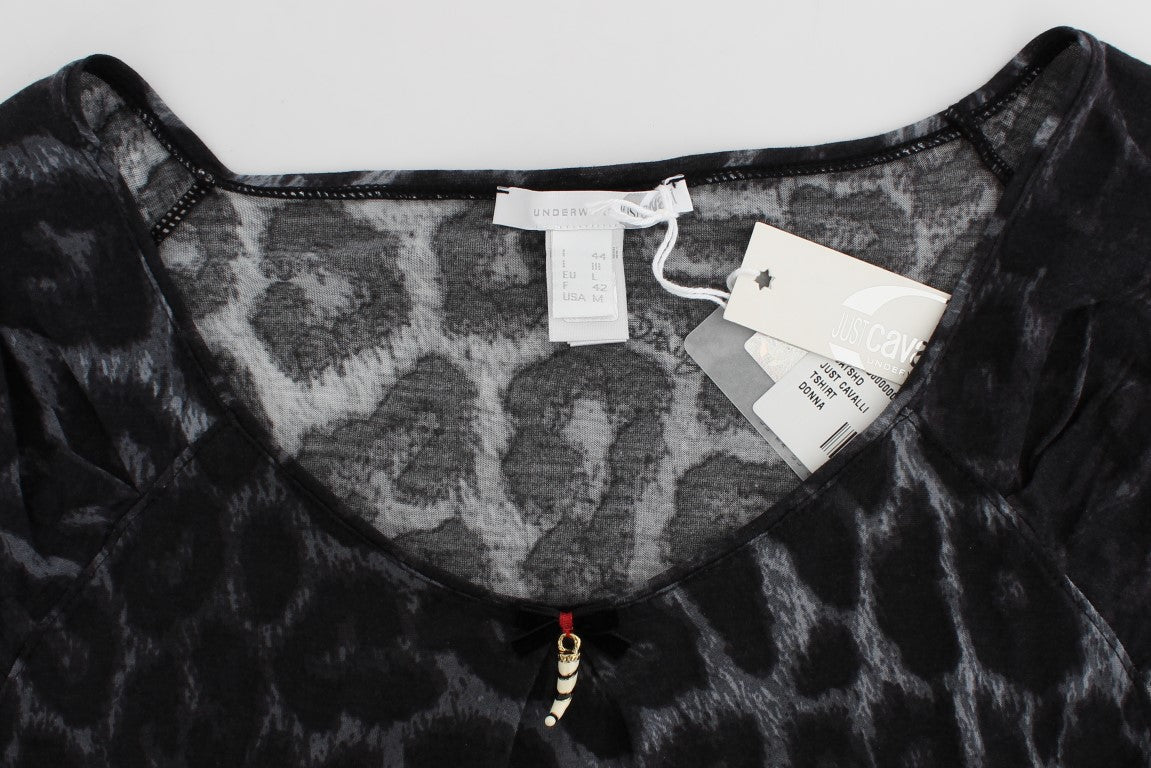Chemisier t-shirt Cavalli gris en modal léopard