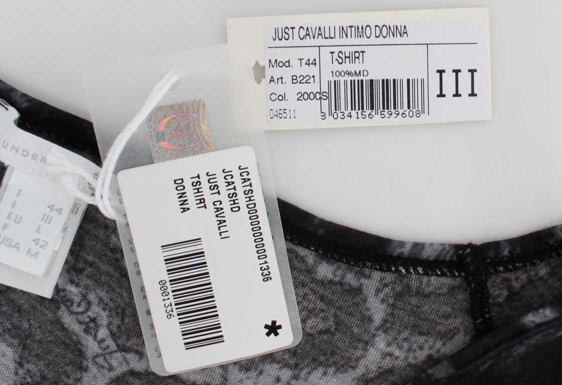 Chemisier t-shirt Cavalli gris en modal léopard