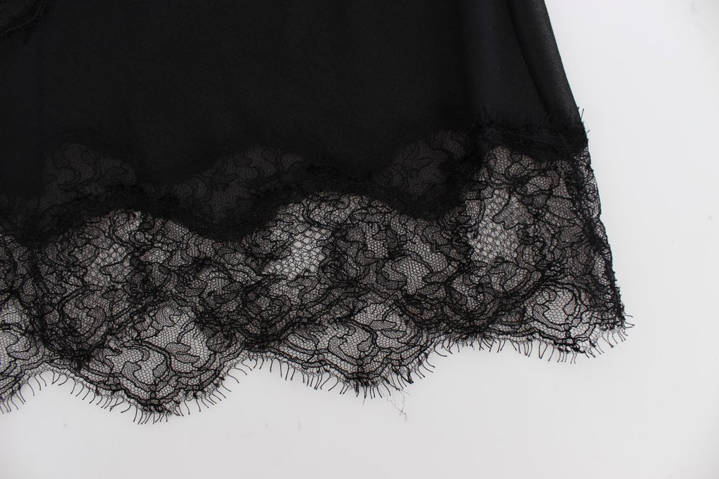 Haut de lingerie en dentelle florale noire en soie Dolce &amp; Gabbana