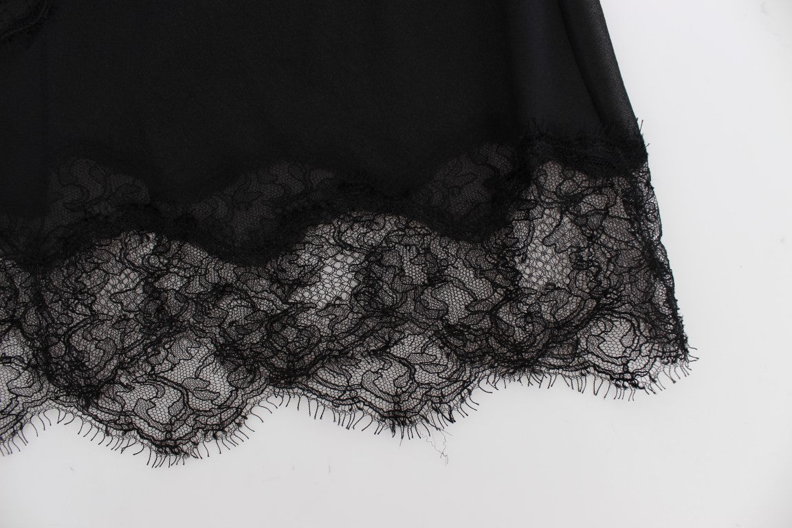 Haut de lingerie en dentelle florale noire en soie Dolce &amp; Gabbana