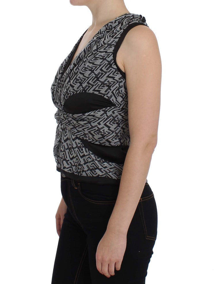 Chemisier en soie gris noir Karl Lagerfeld