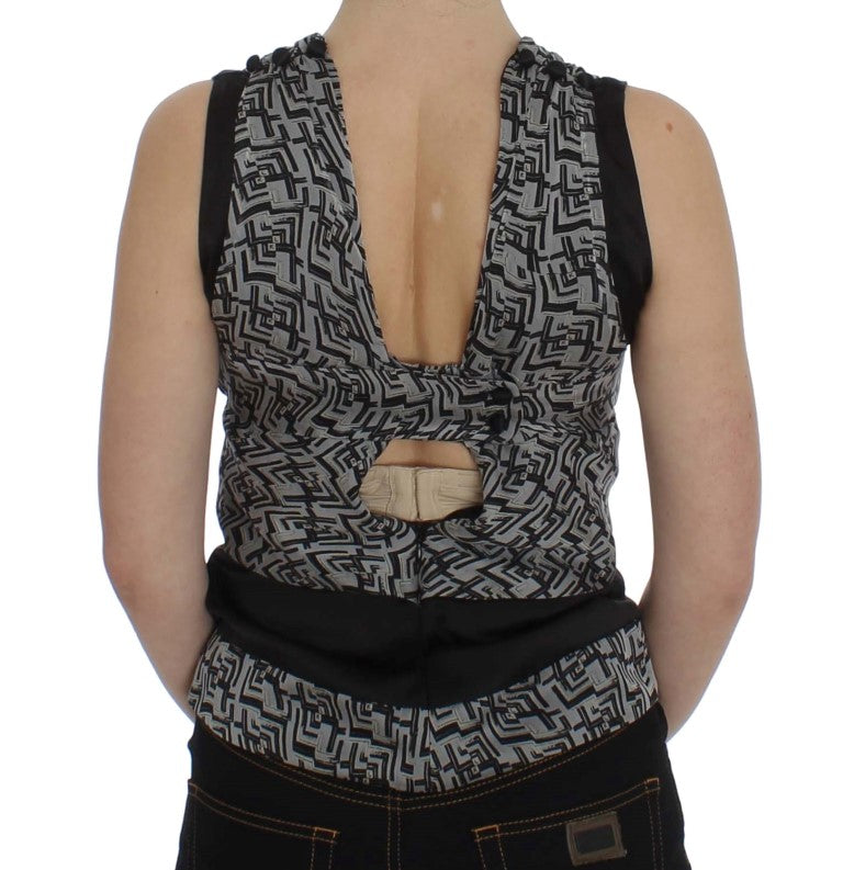 Chemisier en soie gris noir Karl Lagerfeld