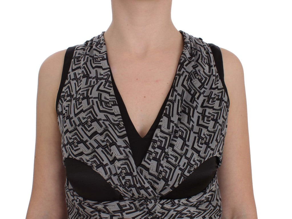 Chemisier en soie gris noir Karl Lagerfeld