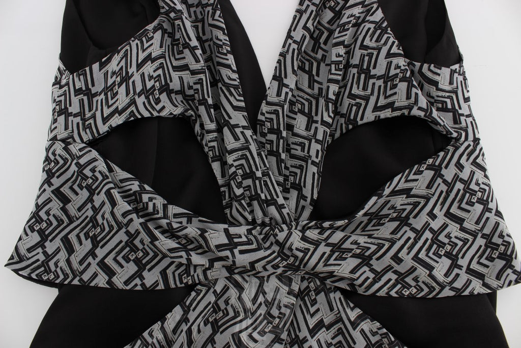 Chemisier en soie gris noir Karl Lagerfeld