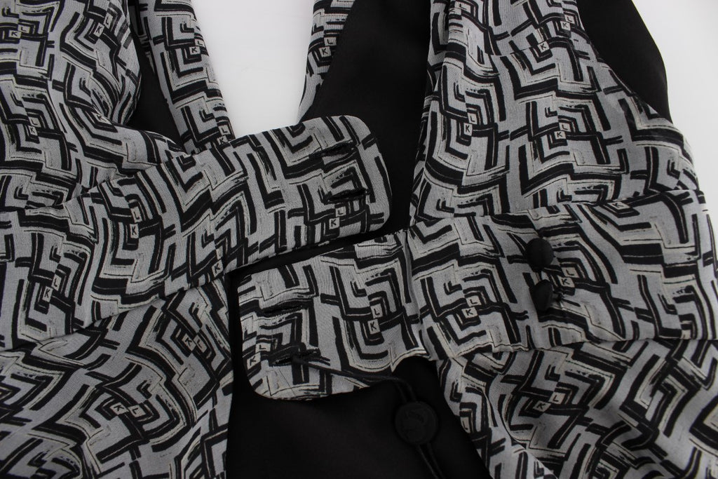 Chemisier en soie gris noir Karl Lagerfeld