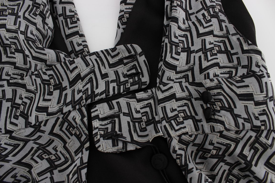 Chemisier en soie gris noir Karl Lagerfeld
