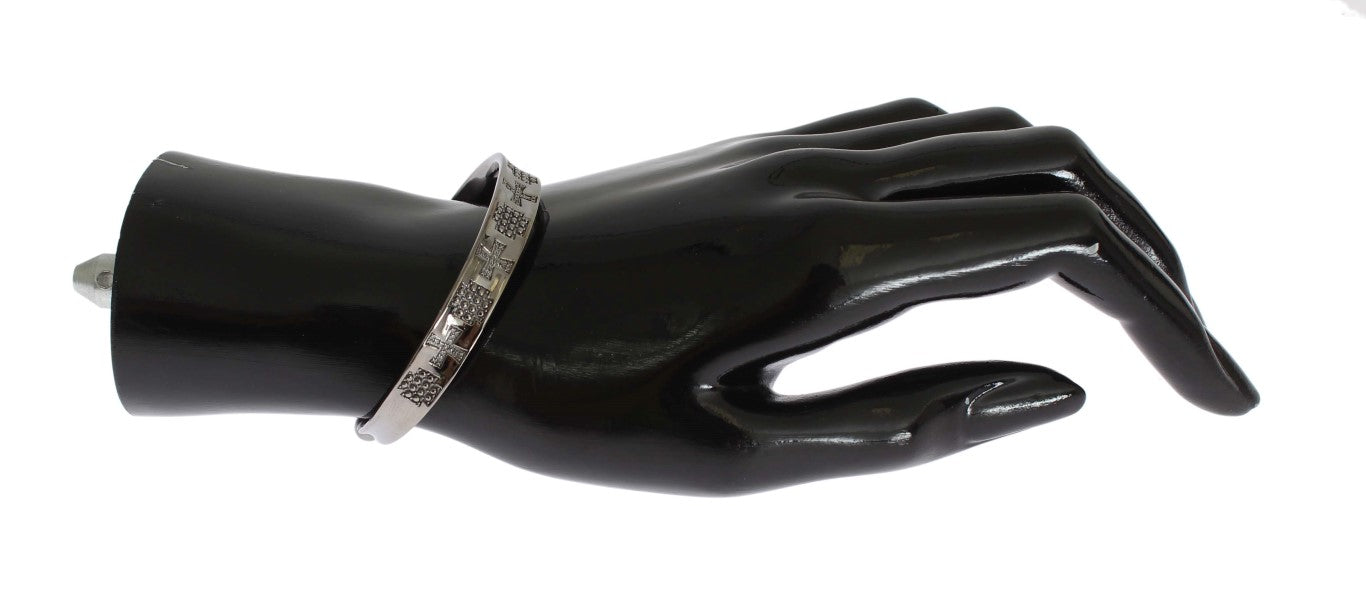 Bracelet jonc Nialaya gris en argent 925 rhodié