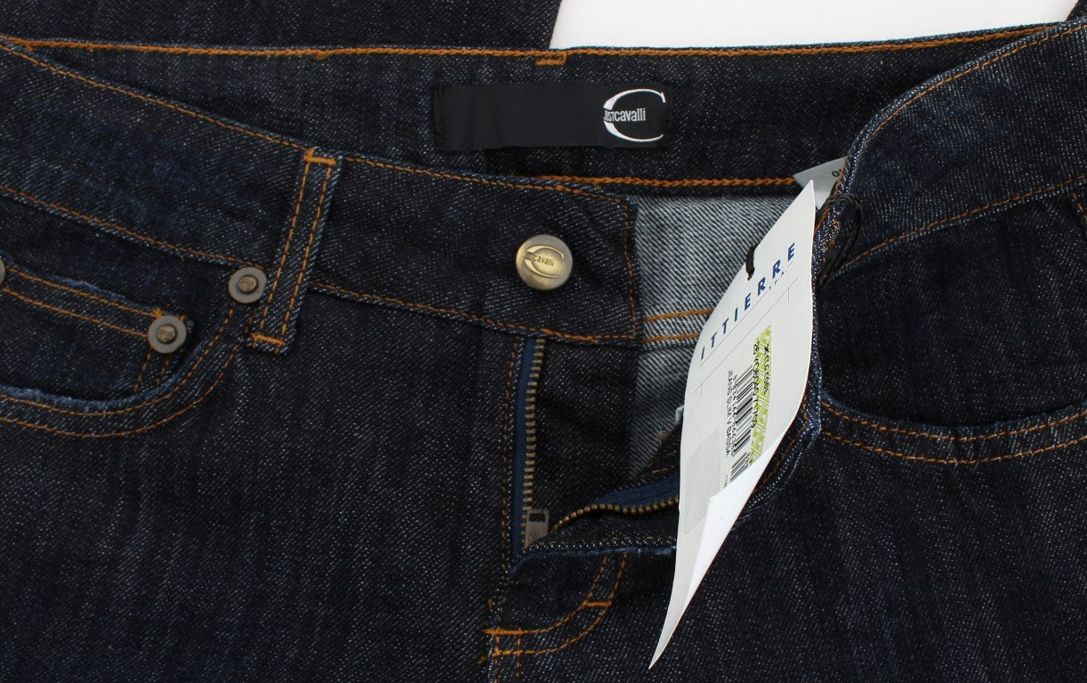 Jean Cavalli bleu en coton stretch coupe droite